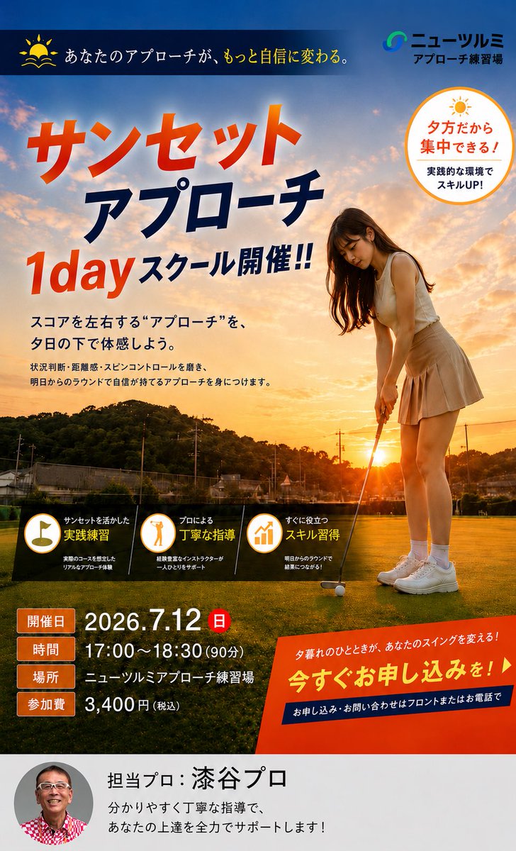 スコアはアプローチで変わる！ サンセットアプローチ1dayスクール開催