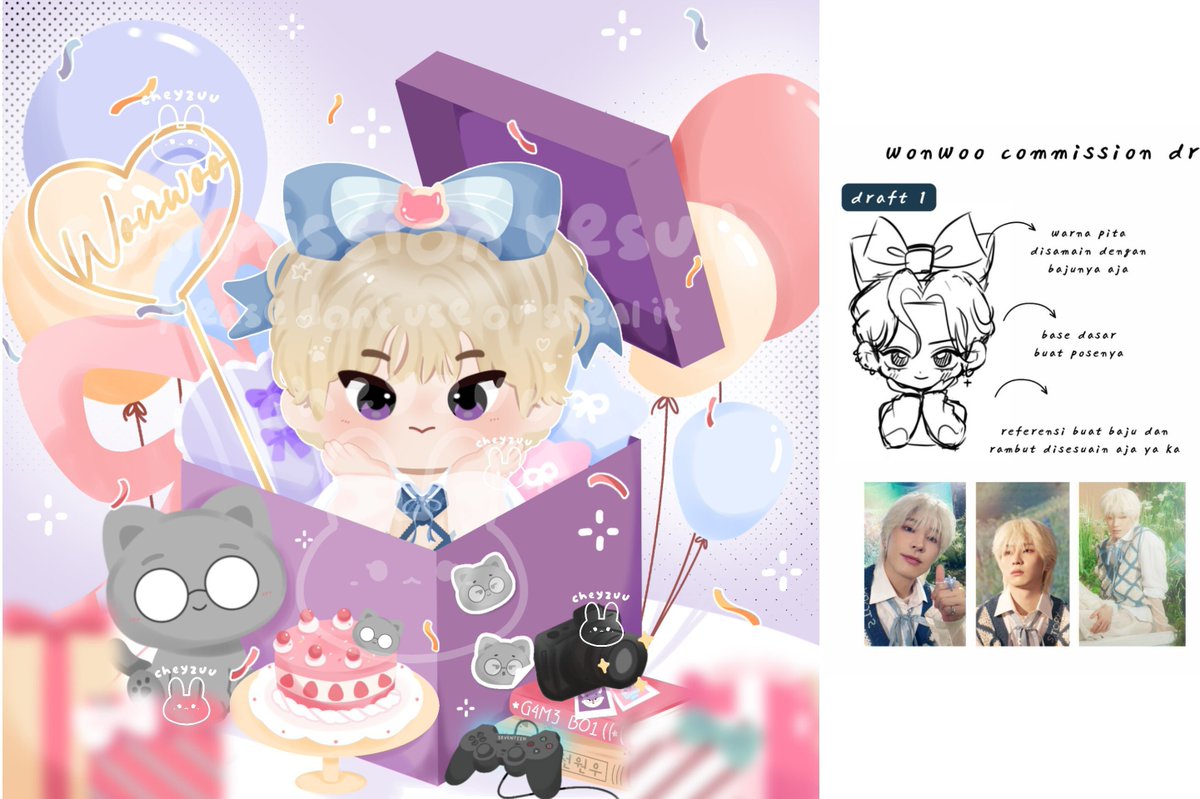 cheyzuu's tweet photo. would you like to open this box? 😽🎀

tags ;
ᡴꪫ wonwoo seventeen
ᡴꪫ jasa commis chibi design desain ilustrasi freebies 

open for local &amp; inter commission♡

#원우 #WONWOO #ウォヌ
#세븐틴 #SEVENTEEN
#seventeenfanart
#artind #opencommission #zonauang https://t.co/WWCuM5lvlj