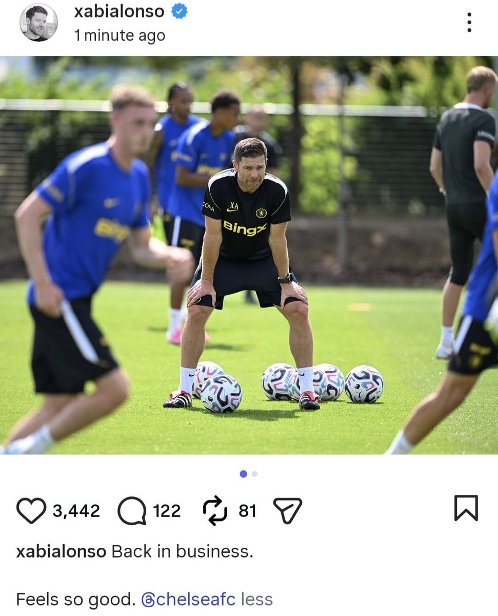 Chels_Express1's tweet photo. 🚨 Xabi Alonso via IG:
"Back in business. Feels so good."
#CFC https://t.co/zWeRs64XWf
