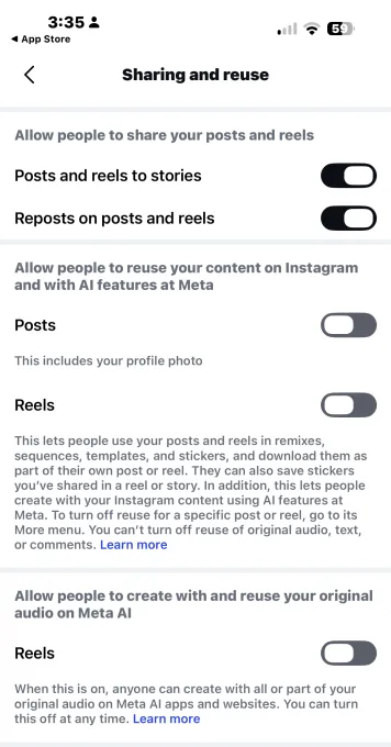 CycuraMX's tweet photo. 🛡️🚨Meta otra vez moviendo cosas sin que muchos se enteren.

Instagram activó una opción que permite que otras personas usen tus fotos públicas para crear imágenes con IA de Meta.

O sea, si tienes tu perfil público, alguien podría usar tu contenido para generar imágenes nuevas.

Sin pedirte permiso cada vez.

Tampoco te avisarían cuando alguien cree algo usando tu contenido.

La opción se puede apagar, pero está medio escondida.

Toca ir a tu perfil.

Luego a las tres rayitas de arriba.

Después buscar “Compartir y reutilizar”.

Ahí desactiva la opción que permite reutilizar tu contenido con funciones de IA de Meta.

Hazlo tanto en publicaciones como en reels.

Hay mucha gente subiendo fotos a Instagram sin imaginar que alguien pudiera usarlas como material para generar imágenes con IA.

Así que revisa tu configuración.

Tu cara, tus fotos y tus momentos también son datos.