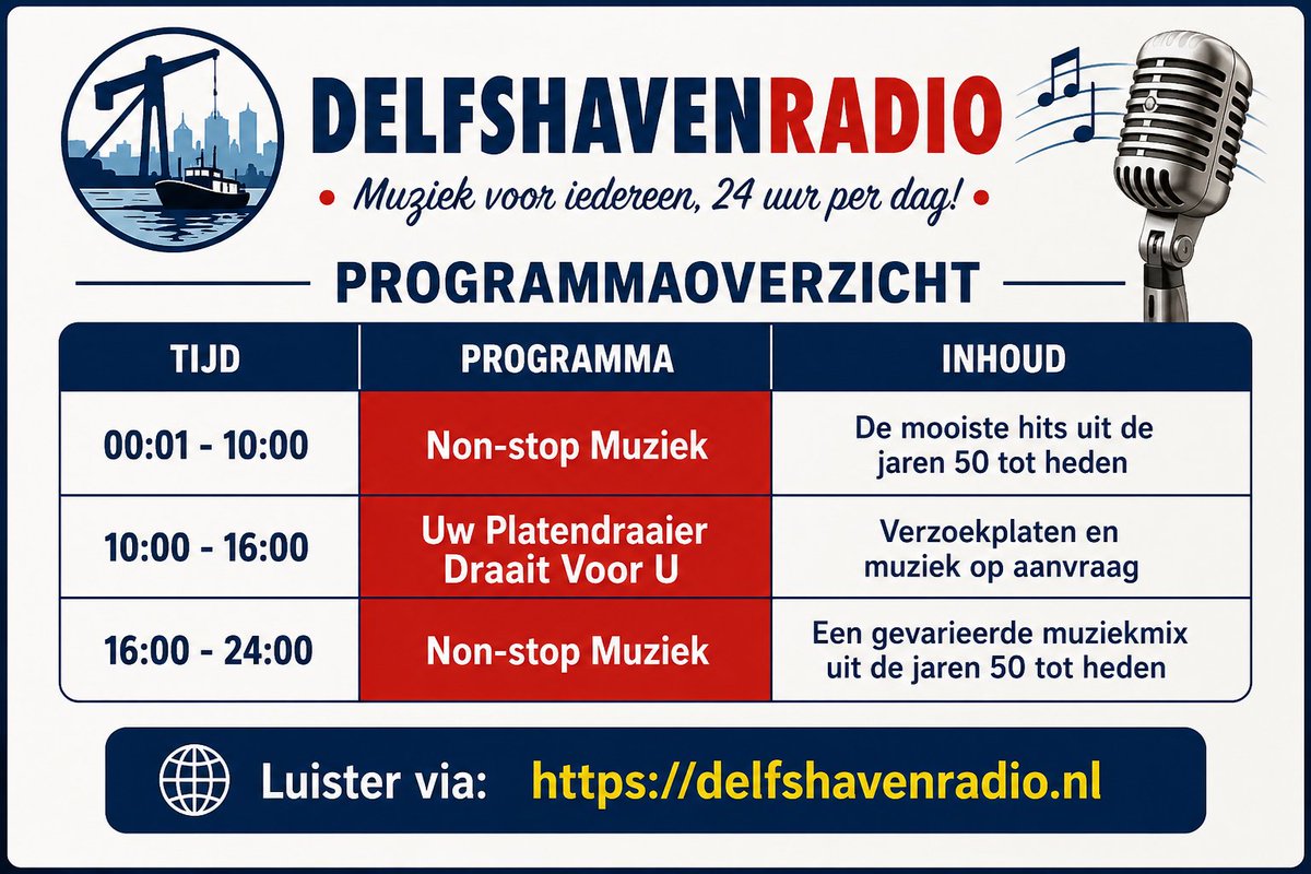delfshavenradio's tweet photo. Ook vandaag kunt u weer luisteren naar de beste mooiste en gezelligste muziek van de 50er jaren tot heden bij https://t.co/pzO8J37QL4 kom ook eens luisteren!.
#webradio #internetradio #webradio #vrijeradio #dagbesteding https://t.co/59tEpM7Gmy