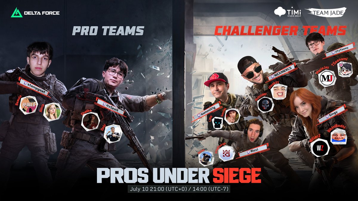 DeltaForce_Game's tweet photo. Pro R6 teams. Challenger teams. One nuclear plant.

@SpoitR6 @ST0MPN @iiTzTimmy @summit1g and more face off in AZ3 for Pros Under Siege.

Watch live on July 10, 2:00 PM PDT for Twitch Drops! https://t.co/TwJm9EvDLo