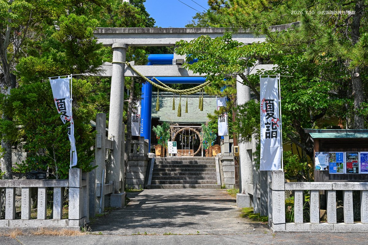 いわきの夏詣 ⛩️ 小名浜諏訪神社 先月末の夏越の大祓で茅の輪が設置