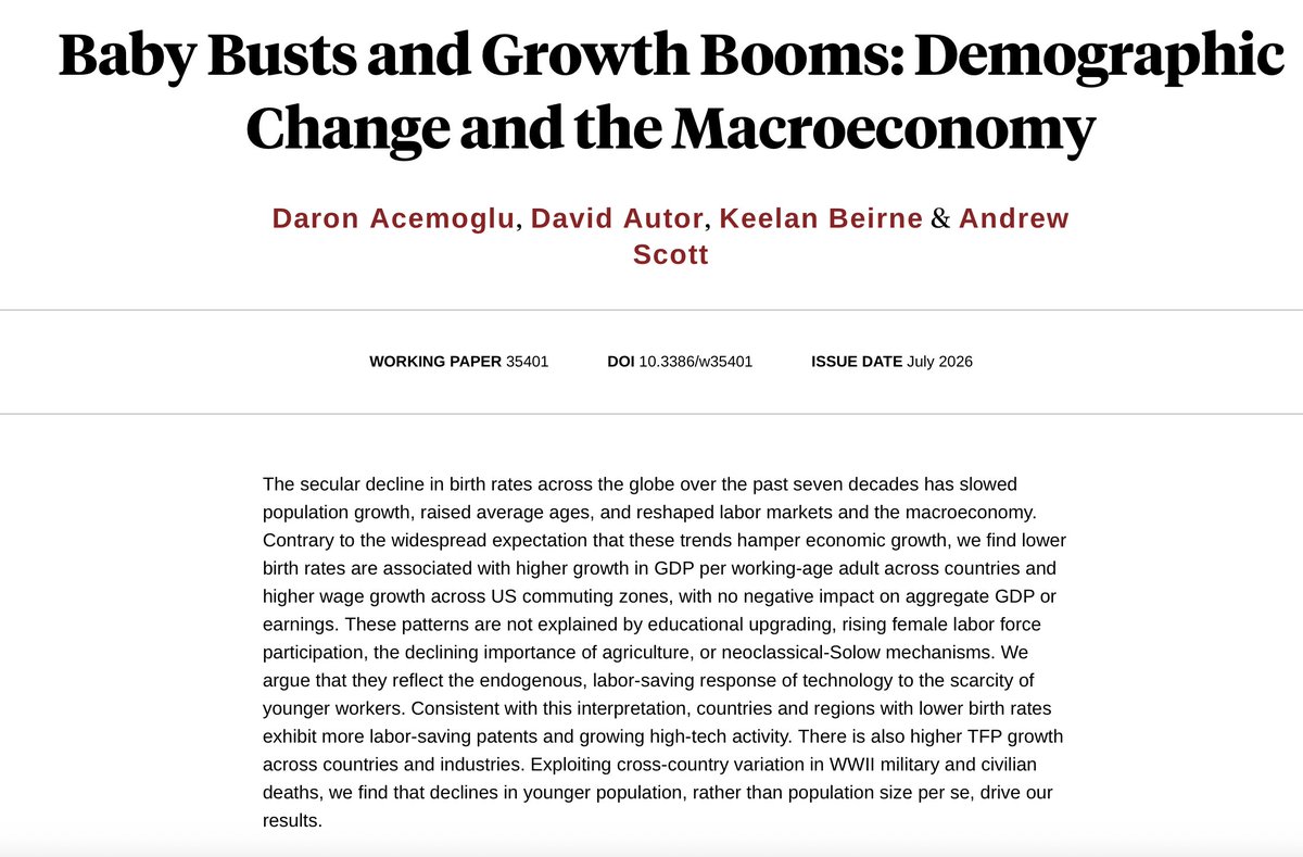 arindube's tweet photo. Anyone concerned about the economics of fertility decline needs to read this paper. 

https://t.co/uJBBkHTWPA https://t.co/wRqQsfL9bt