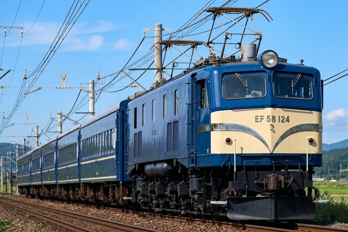 62swallowAngel's tweet photo. EF58 124+シナ座

ジョイフルトレインの先がけの
お座敷列車

1980年代 https://t.co/eC4egtehid
