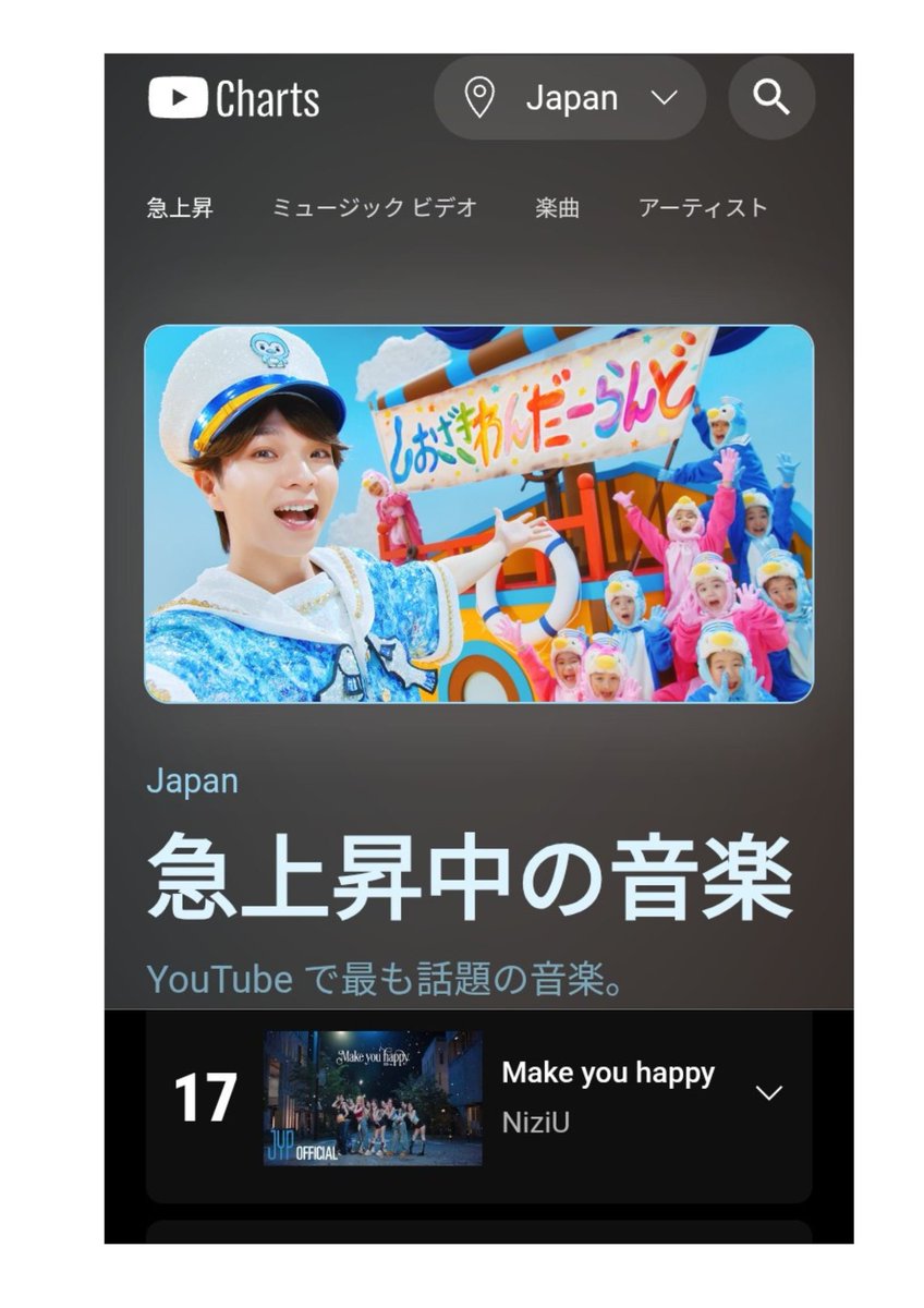 Nx2Mj's tweet photo. WithUさん🌈
#Makeyouhappy2026
#NiziU @NiziU__official

『"Make you happy (2026 ver.)" M/V』
━━━━━━━━━━━━━━━
🔥 YouTube 急上昇ランキング
🥇 17位
━━━━━━━━━━━━━━━
🎥 YouTube Daily Music Video Chart
⭐ 48位
━━━━━━━━━━━━━━━
📱Shazamも忘れずに✨

みんなで応援しよう！💙🌈

📺YouTube M/V Chart
https://t.co/o1Yk2DwOFT

📺Make you happy (2026 ver.)
https://t.co/9Rrcz2PXp6