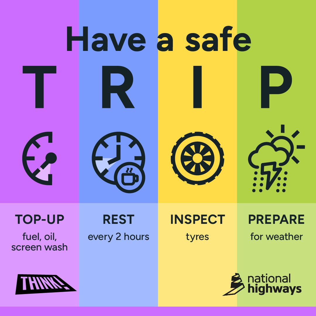 HighwaysSWEST's tweet photo. With temperatures soaring over the next few days, don't let the heat catch you off guard on your commute. Pack your #TRIP kit:

🥤 Plenty of water
📱 Phone charger &amp; snacks
🚗 Check your tyres

Latest warnings: https://t.co/MCboVMN9VE https://t.co/e6RES9pZQV