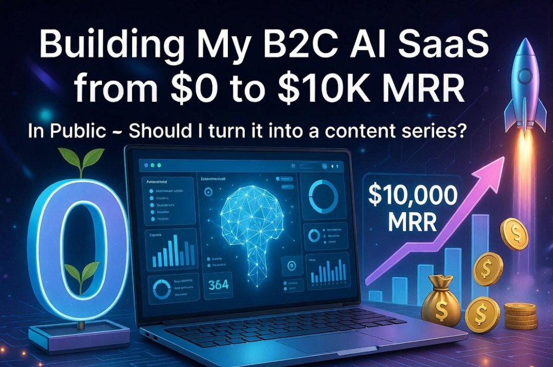 WealthSamrat's tweet photo. Thinking about building a B2C AI SAAS app in public here and growing it?

Should I do a content series of Growing my SAAS from zero to $10,000 MRR?

What should I build?

#SAAS #AI #BUILDINPUBLIC https://t.co/dJLIxlL20F