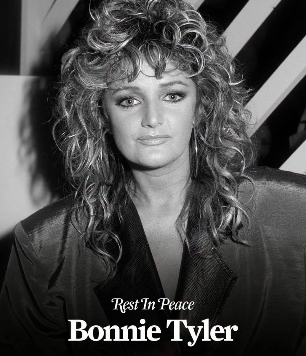 MonzonRafa36311's tweet photo. 8 de julio del 2026
Fallece Gaynor Hopkins , conocida por su nombre artístico Bonnie Tyler , una cantante, compositora, empresaria y filántropa https://t.co/FrlqlwvF7Y sello es un inconfundible tono de voz ronca o ásperaElla es un #clasicouniversal https://t.co/geN90P8ByE