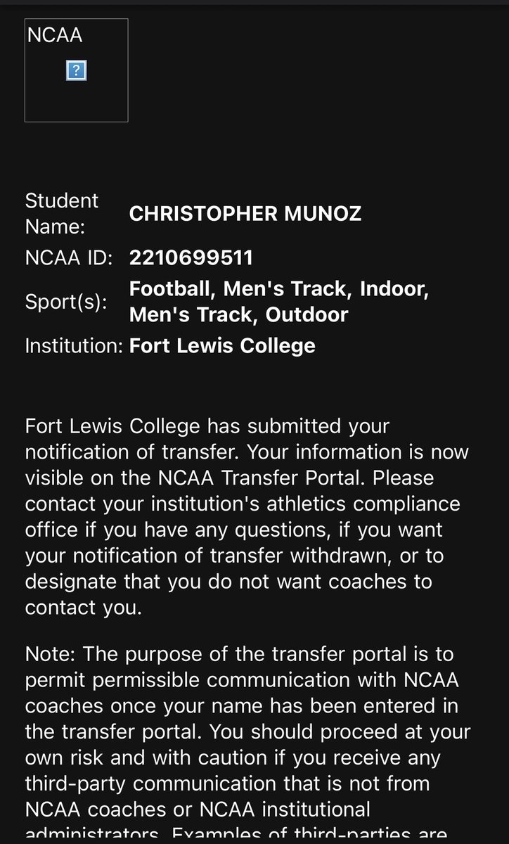 ChrisMunozJR's tweet photo. โ๏ธD2 Transfer Defensive Back โ๏ธ
Transfer portal with 3 years of eligibility left.
#Fastcorner 'sophomore
Height: 6'0 Weight 177 Position: CB๐ฒ๐ฝ https://t.co/D9lVCr2cOK