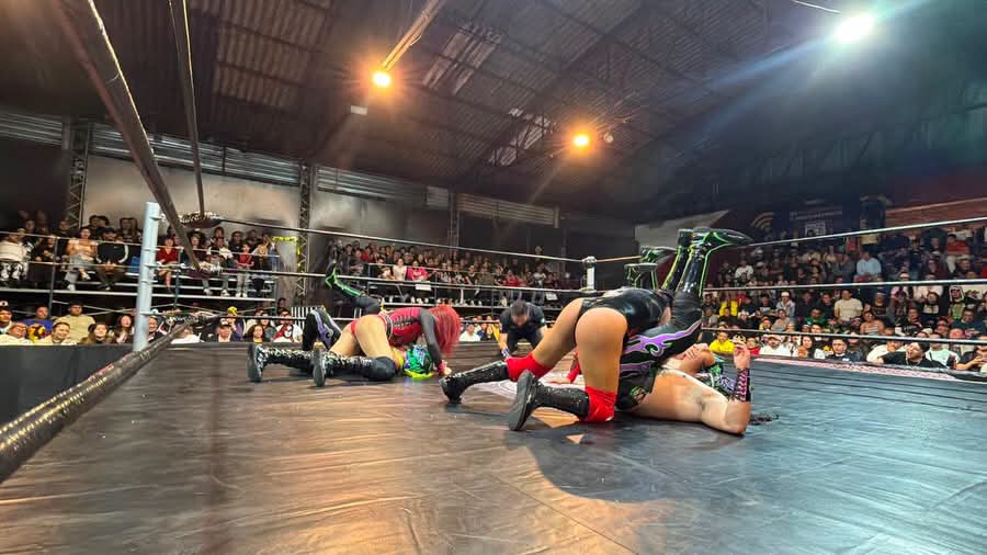 LaTijeraLucha's tweet photo. La lucha especial de AULL pone frente a #LasShotas contra #LaPandemia.
En un encuentro que tuvo de todo, los exóticos #JessyVentura, #DivaSalvaje y #LaBizhota caen ante el “colmillo largo y retorcido” de
#GranPandemonium, #PandemoniumJr e #HijoDePandemonium🔥
#latijeraluchalibre https://t.co/pWCPqiz7j4