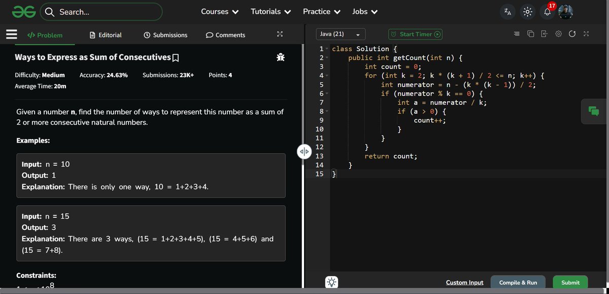 amanhaidry's tweet photo. ποΈDay-352 of #365DaysOfCode π―
β
@geeksforgeeks
#POTD: Ways to Express as Sum of Consecutives
β
@LeetCode
#DCC: Path Existence Queries in a Graph II
#365DaysOfDSA #geeksforgeeks #gfg #leetcode #365DaysOfcoding #Java #DataStructuresAndAlgorithms #DSA #ProblemSolving https://t.co/dRFjH9dYml