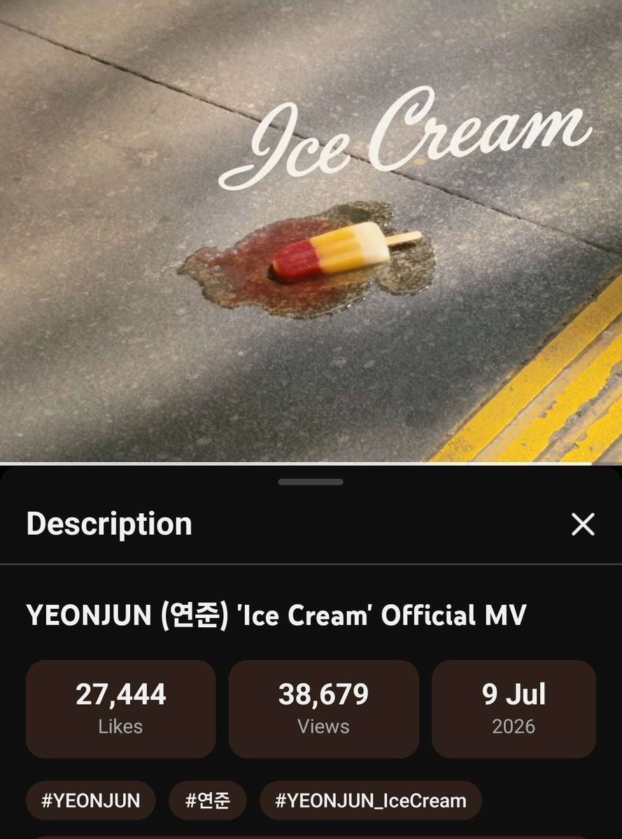 TXTintl_twt's tweet photo. #YEONJUN’s "Ice Cream" Official MV reached 38,679 views and 27,444 likes during the premiere. 

Keep streaming MOA 🍦
🔗 https://t.co/v3gfd22zWF

YEONJUN ICE CREAM OUT NOW
#YEONJUN_IceCream #연준
NO LABELS PART 2 OUT NOW
#YEONJUN #NOLABELS_PART02 https://t.co/0FiwilrY14