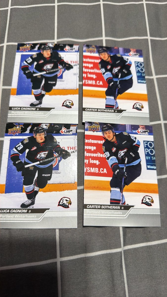 27Bently's tweet photo. CHL Luca Cagnoni and Carter Sotheran cards for trade. 
#lucacagnoni #hockeycards #trade https://t.co/b2RrqvG4e5