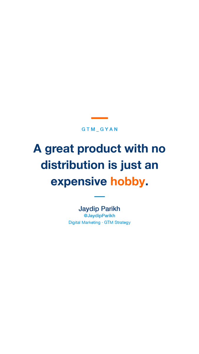 JaydipParikh's tweet photo. The best product in the category still needs someone to tell the category it exists. Distribution isn't optional, it's the other half of the product.
#GTM_Gyan #GTMStrategy https://t.co/x1B1Yj2Pc3
