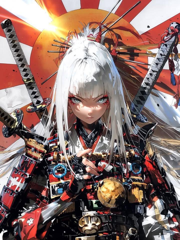 Futuristic Samurai Girl Anime Illustration