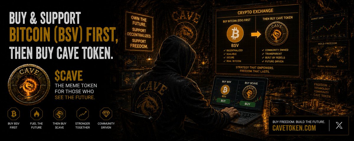 CaveTokenBSV's tweet photo. Buy BSV aka The Real Bitcoin. Then get yourself a few $Cave tokens on https://t.co/Za58kS9RBX
 #bitcoin #bsv https://t.co/w32hCg7YVr