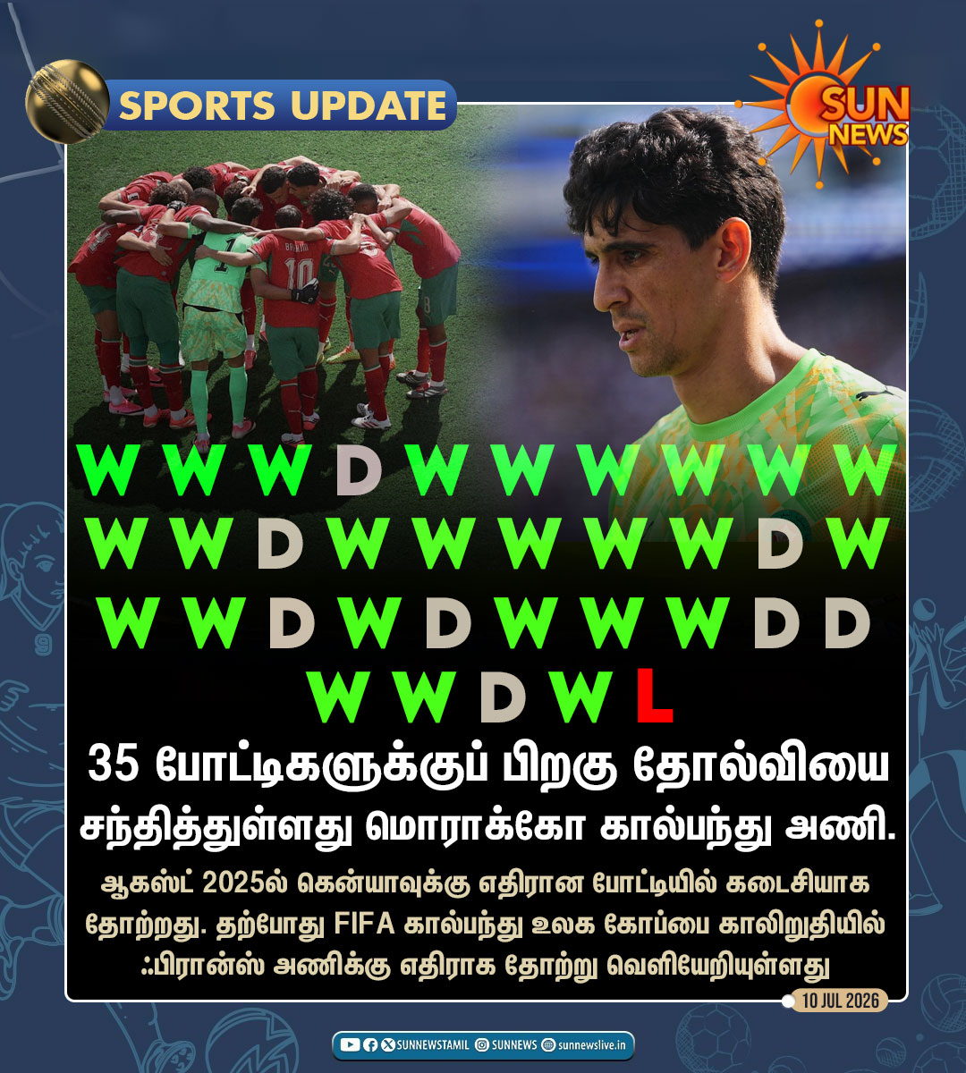 sunnewstamil's tweet photo. #SportsUpdate | 35 போட்டிகளுக்குப் பிறகு தோல்வியை சந்தித்த மொராக்கோ

#SunNews | #Morocco | #France | #FIFAWorldCup https://t.co/27b2qDGNyg