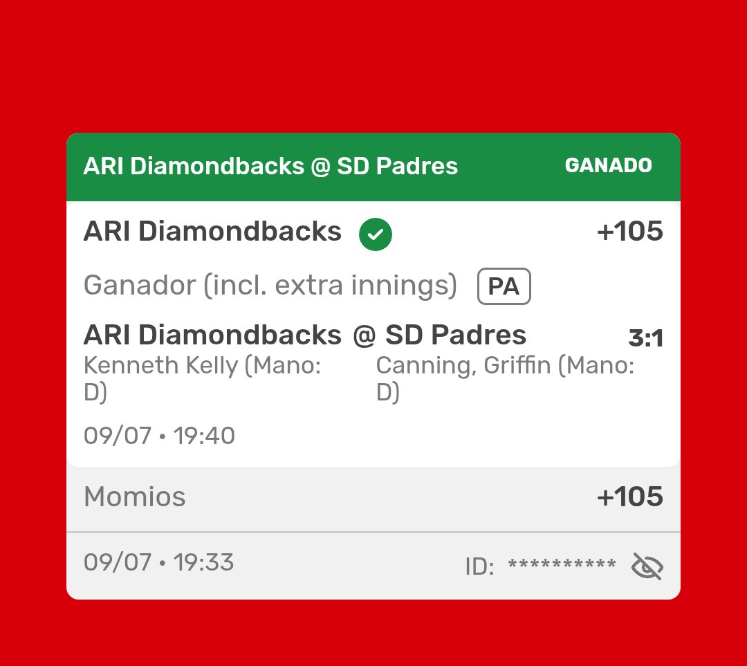 Isaias582's tweet photo. As ♠️ la última del día y positivos 🤑🤑✅⚾🚀🚀 5 ganadas en el día... Fantástico!! 👏🏻👏🏻 Vamosss!! 👊🏻👊🏻 #mlb #Jueves #bets https://t.co/l6GrIs2uJq
