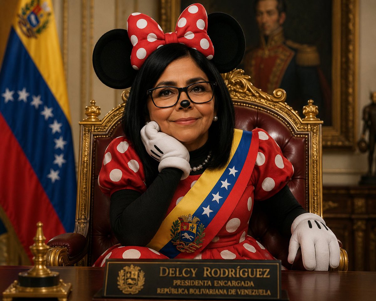 estebangerbasi's tweet photo. DelCIA Rodriguez es una ilusión, su legitimidad es como sentar a Minnie Mouse como encargada de Venezuela, ella solo se sostiene por un hilo muy corrupto que manejan desde EEUU, un lado oscuro de la @WhiteHouse @StateDept @CIA https://t.co/XnsYgXQckZ