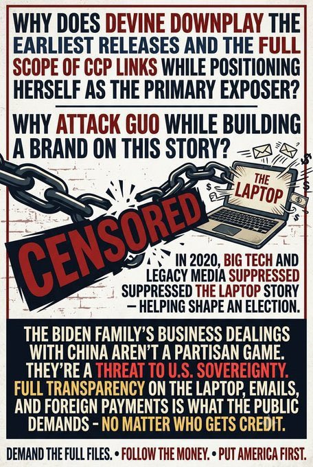 Audit_815's tweet photo. @WSJ The Biden-CCP money trail isn’t a conspiracy—it’s a national security crisis.
If there’s nothing to hide, why the constant cover-ups? 🧐
#BidenFamilyBusiness #DeepState #SecureOurBorder https://t.co/oyS8ewiO1Y