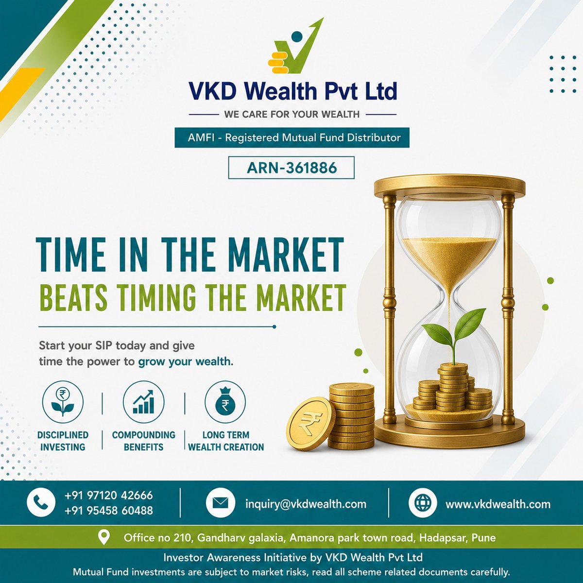 VkdWealth's tweet photo. Start your SIP Today and give Time the power to grow your wealth.

#DisciplinedInvesting #CompoundingBenefits #LongTermWealthCreation #MutualFunds #Insurance #VkdWealth https://t.co/WdVZTJK43s