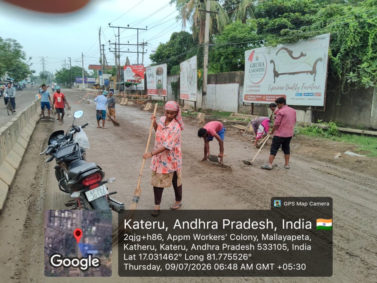 Jahnavi_G's tweet photo. @RMCoffice @naralokesh Cleaning of Mallayyapeta road on 09/07/2026 https://t.co/gFrWAuXbl8