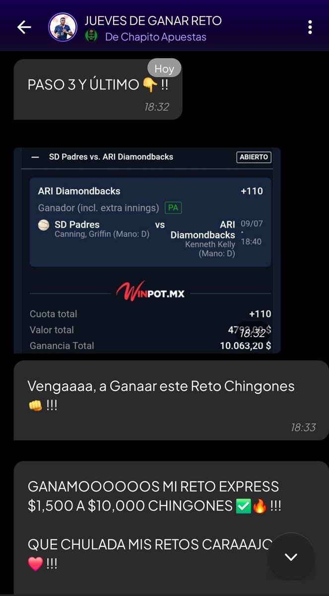 ChapitoApuestas's tweet photo. SE PRENDIÓ EL CERRO 🔥🔥🔥 !!!

Ganamoooos mi RETO EXPRESS $1,500 A $10,000 DE HOY ✅️🔝 !!

Convertimos $1,500 pesitos en #10,000 pesos en sólo unas horas.

Somos el #1 en Retos 👑
Somos los que Ganamos más Retos🔝

Le Regalaré $1,000 pesos a un Chingón que:
-Comente🗨
-De 🔄❤️ https://t.co/IvKXhc3sU0