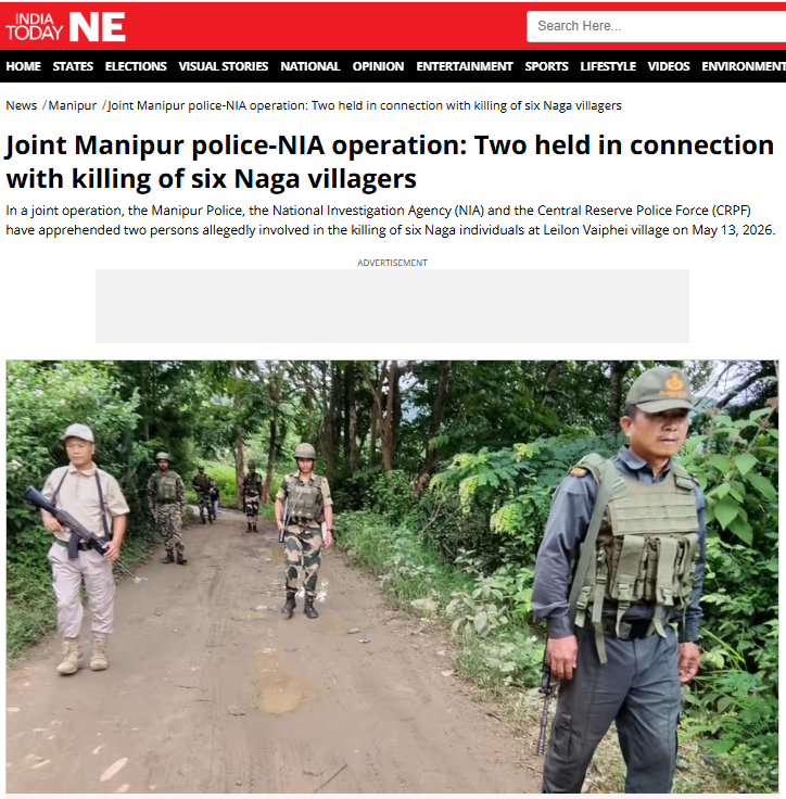 CIbemchaDevi's tweet photo. In a joint operation, #Manipur Police, #NIA and #CRPF arrested 2 suspects in the May 13 killing of 6 #Naga civilians at #Leilon Vaiphei. Such steps toward accountability are vital to strengthen #peace, #stability &amp; public trust as investigations continue
https://t.co/psOuUi5N9o https://t.co/MgOdD6p48e