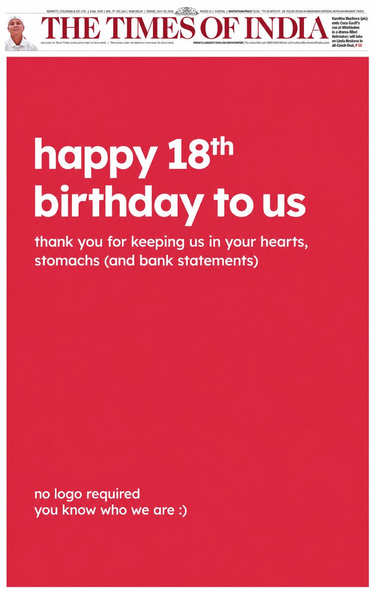 rochit's tweet photo. @beastoftraal I would make a slight edit for relevance cos the color does invoke multiple brands and not everyone works in advertising. @zomato https://t.co/RNywpnVyAs