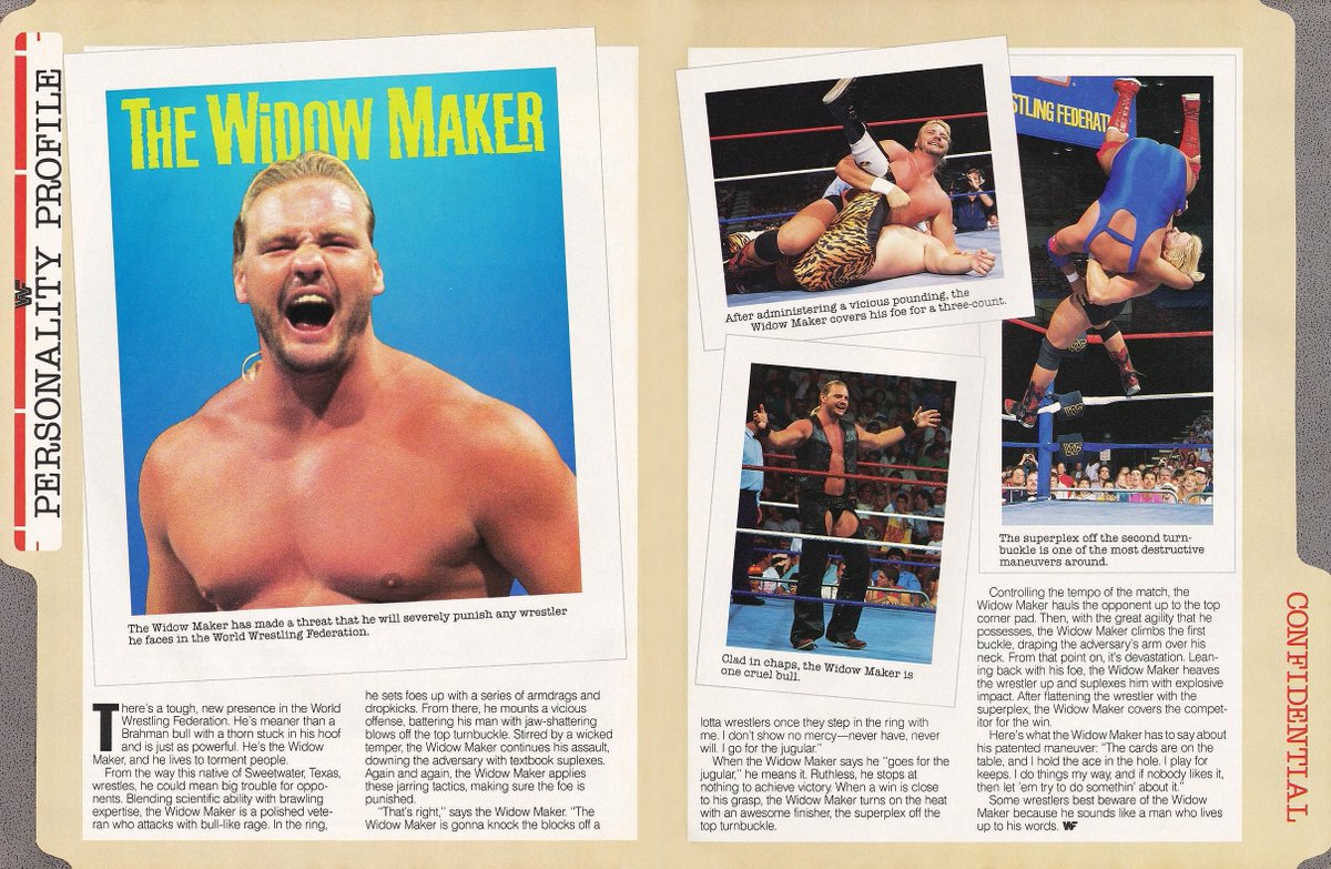 WWFWrestling1's tweet photo. WWF Magazine Personality Profile of The Widowmaker from October, 1989. #WWF #WWE #Wrestling #BarryWindham https://t.co/or70dqiU8U