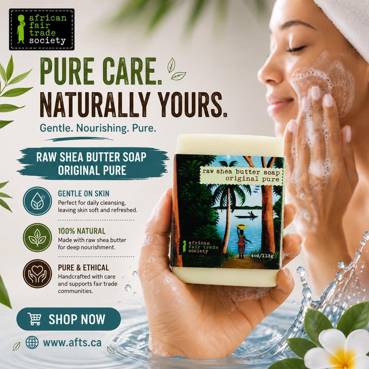 africanfair604's tweet photo. ✨ Pure care begins with nature. 🌿

Treat your skin to the gentle goodness of African Fair Trade Society's Raw Shea Butter Soap – Original Pure.

🛒 Shop now: https://t.co/rlBX8K7liM

#usaskincare #canadaskincare #AfricanFairTradeSociety #RawSheaButterSoap #NaturalSkincare https://t.co/Y29owtSMAP