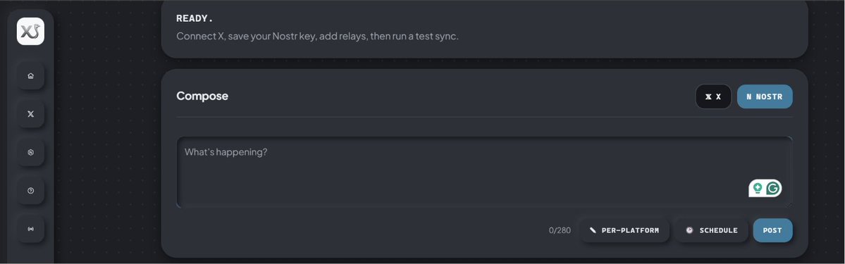 zunaed_'s tweet photo. Just added a new feature to the already auto crosspost and compose option
Always open to improvements to xstr
What is xstr?
Xstr is a cross-platform creator platform that helps you publish, manage, and grow your audience across X and Nostr from one place.
#nostr #x #crosspost https://t.co/dBRF9ByxFq