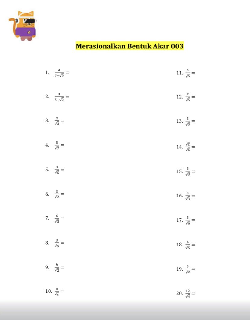 vocaseyy's tweet photo. —✧ Soal Fundamental Matematika SNBT 2027 

📚[80 soal] Merasionalkan Bentuk Akar
> sc :altenatifa

jangan lupa rt &amp; like yaaa, follow for more ⭐️
saluran belajar : https://t.co/cZDDdcY2dr

grup informasi alternatifa : https://t.co/KUMqIkwYvD

#snbt #utbk #studytwt #latihansoal https://t.co/wELCzHIIQA