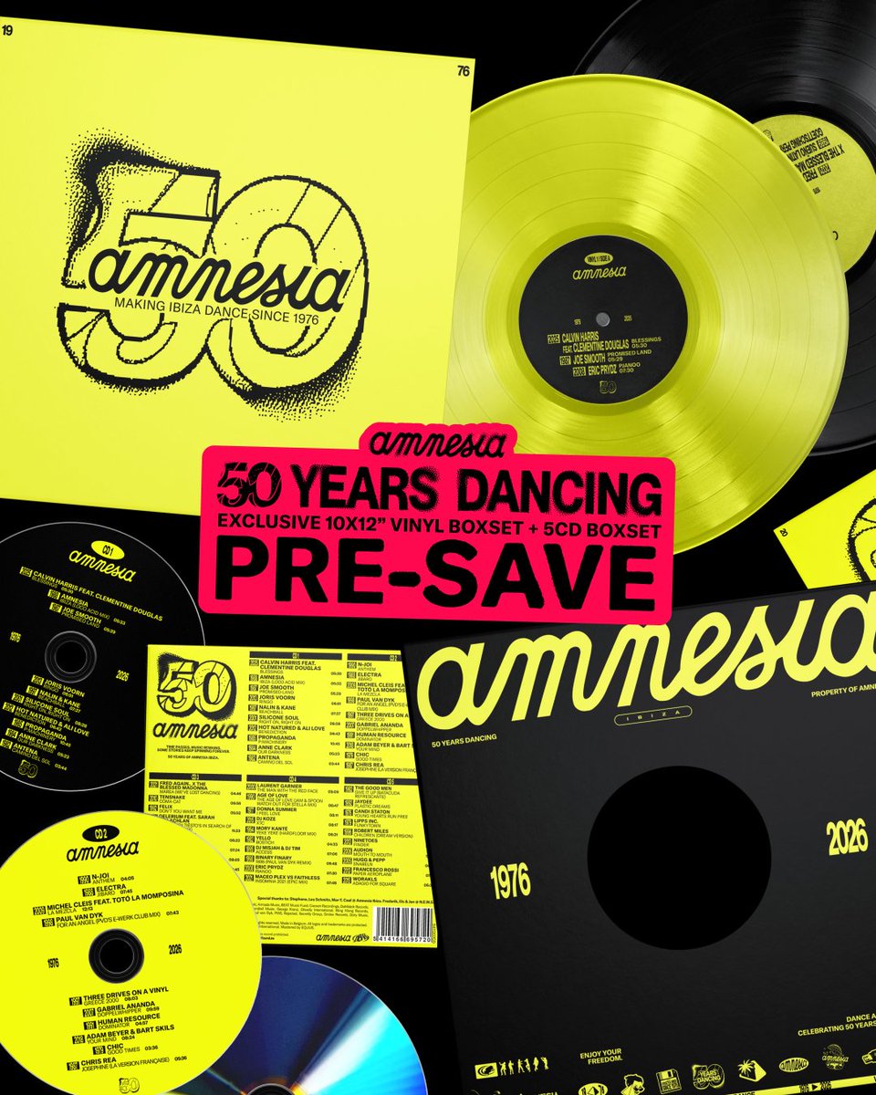 Amnesia_Ibiza's tweet photo. 50 años de música. Presentamos el recopilatorio oficial del 50 aniversario de Amnesia.
Reserva el tuyo! 
Vinilo: https://t.co/SRXukmAWeI CD: https://t.co/FcXf4HL8zI https://t.co/oYp71ClFEj