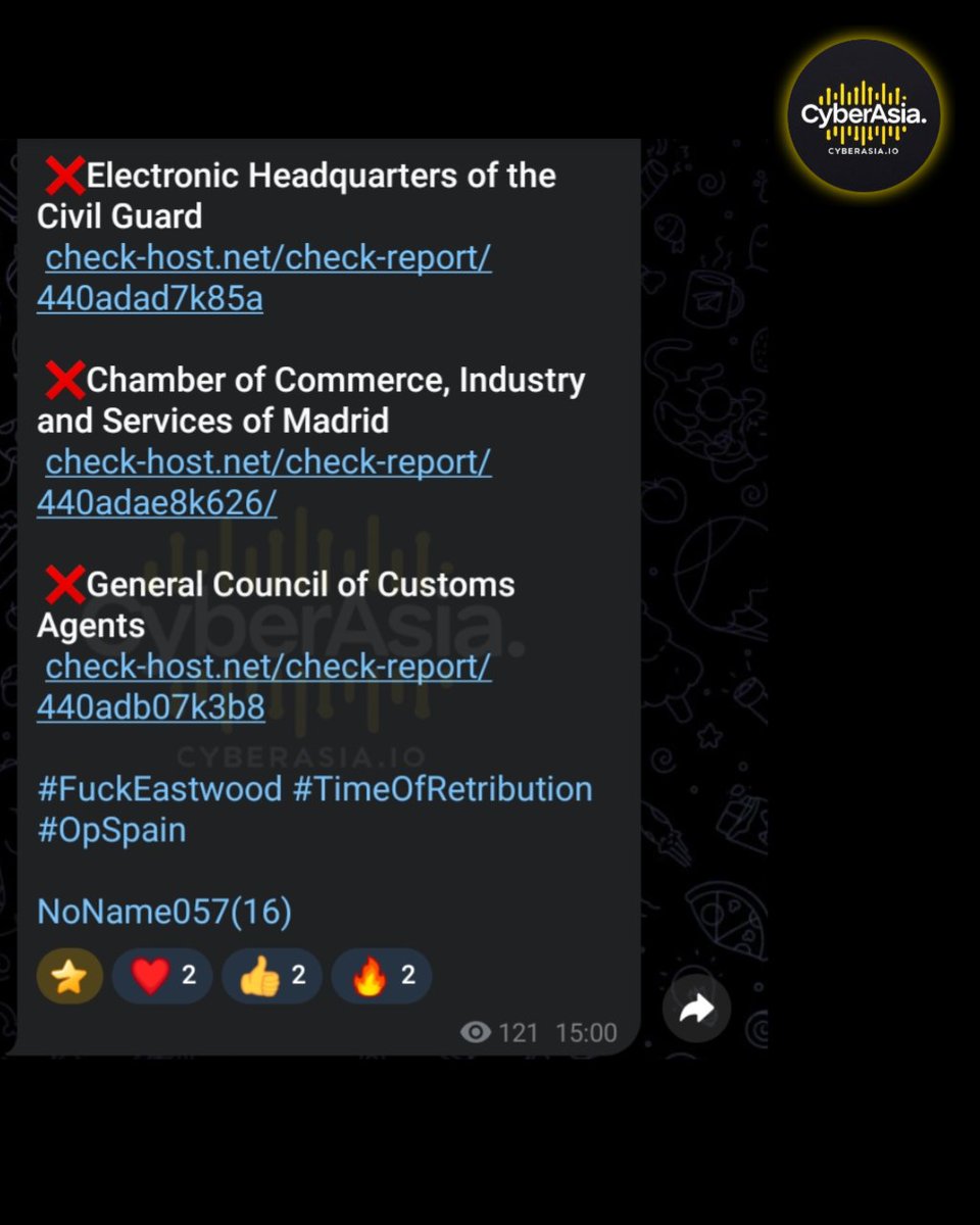 cyberasia_io's tweet photo. 🚨 Spain Alert 🇪🇸

#Russian hacktivist group #NoName057(16) has expanded DDoS (Distributed Denial of Service) attacks targeting critical public and government platforms across #Spain

#Cybersecurity #DDoSAttack https://t.co/PgQjHwPSfR