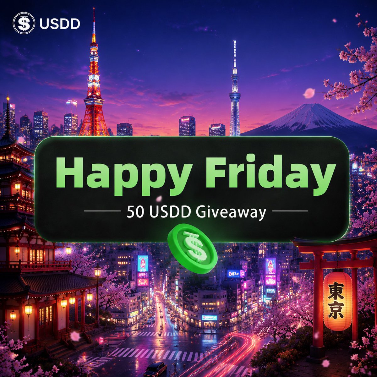usddio's tweet photo. 🎉 Happy Friday from USDD!

Next stop: Tokyo 🇯🇵

#USDD is heading to WebX this July 13–14 at The Prince Park Tower Tokyo, ready to connect with builders, partners, and the global Web3 community.

Want to join the Friday vibe? 👇
To Join
1️⃣ Follow @usddio
2️⃣ Like ❤️ + Repost this post
3️⃣ QT: “Happy Friday! See you at WebX Tokyo with #USDDatWebX 🇯🇵”

🎁 Rewards
5 winners, 10 USDD each
📅 Ends: July 22, 23:59 SGT

Tokyo, see you soon.
Let’s build, connect, and stay steady with USDD 💛
#USDDatWebX #HappyFriday #WebX