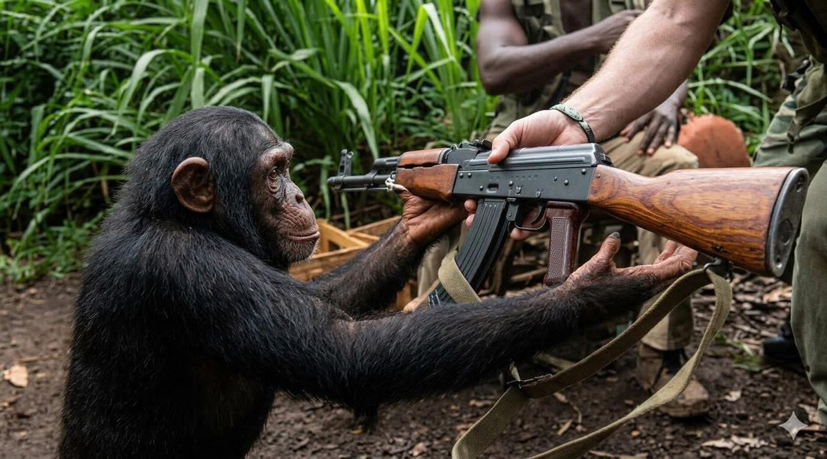 MohaAliDr's tweet photo. @umutcagrisariii Giving AK 47 to a monkey and expect to serve you is one of the worst colonial  idea ever made in modern history. The monkey  knws your stealing  his banana. https://t.co/VYC8mrTwOH