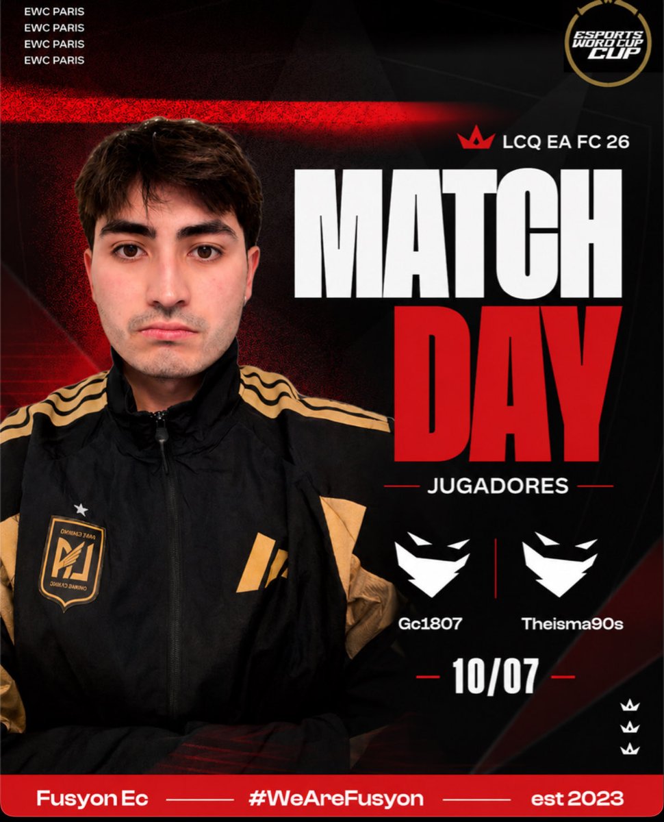FusyonEC's tweet photo. #EAFC26 | 𝑮𝑨𝑴𝑬𝑫𝑨𝒀

Nos jugamos la vida por jugar el domingo, vamos con todo en Paris con nuestros guerreros 💪🔥

🏆 | LCQ EWC PARIS
⏰ | 14:30 
🆚️ | Por definir 

🎮| @Gc1807 
🎮| @Theisma90s 

#WeAreFusyon 🎭 https://t.co/TSJDhdl5me