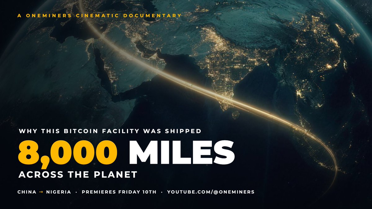 Lefe93547Victor's tweet photo. The journey does not end when an ASIC leaves the factory.

Today, OneMiners shows what comes next in a cinematic documentary following the path from China to Nigeria Hosting.

Watch it now 🎬

https://t.co/ablIrnk4Th
#OneMiners #ASICMining #BitcoinMining https://t.co/47rfCLfChX