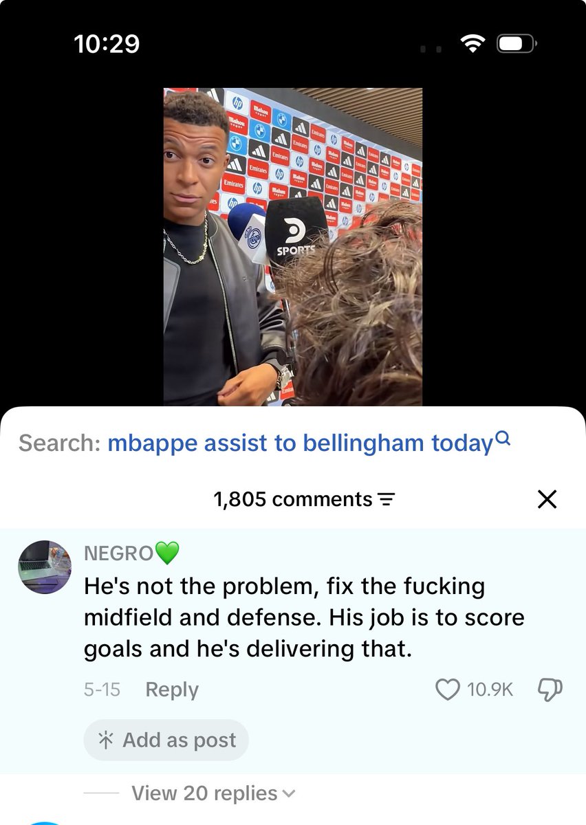 Negrojnr3's tweet photo. @amitttrmfc2 This is my comment some weeks ago on tiktok, his job is to score goals and he's delivering that.
This guy scored a hat trick against Barcelona and Madrid conceded 5 goals. 
How do you not talk about the defenders and midfielders for this instead of single handedly blaming him. https://t.co/z69CsMcIAU