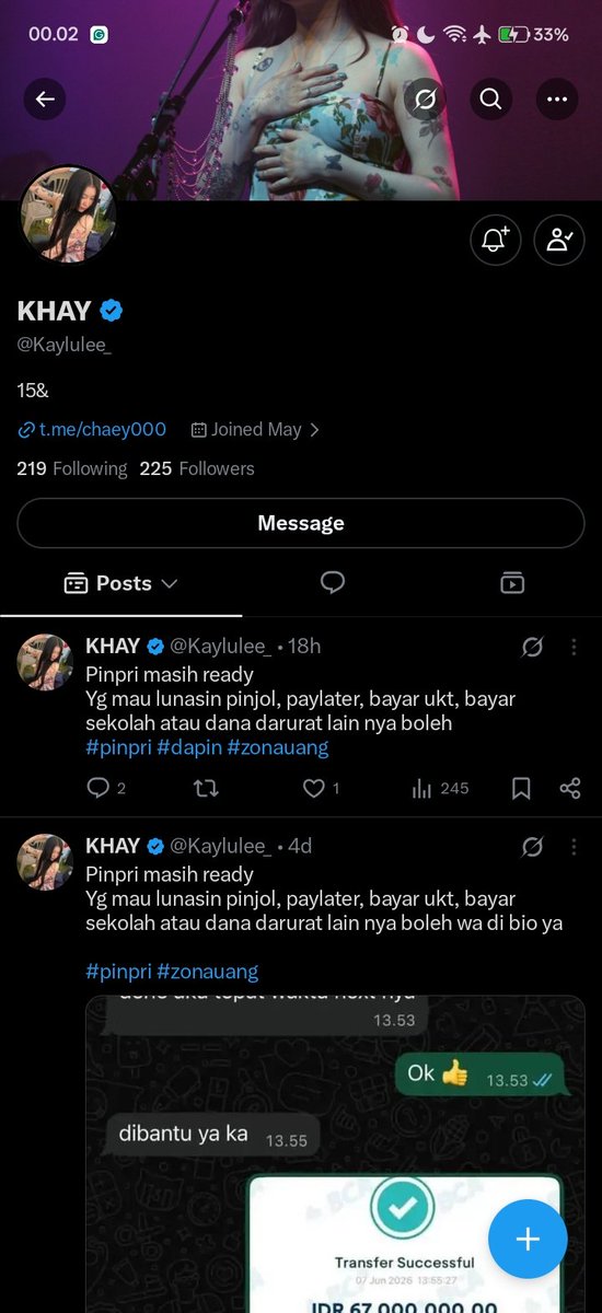 Mintyscribe's tweet photo. @Kaylulee_ @jimalaque smg hidup lo berdua baik² aja &amp; g ngalamin ktrpurukan finansial dngn uang haram yg lo dpt dri nipu orng, smg anak-cucu lo ga pernah ngerasain rsanya di tipu. demi Allah, gue ga pernah ikhlas sama uang gue yg lo ambl gtu aja #pinpri #zonauangㅤ #danapinjaman https://t.co/DPSRnaRPmp