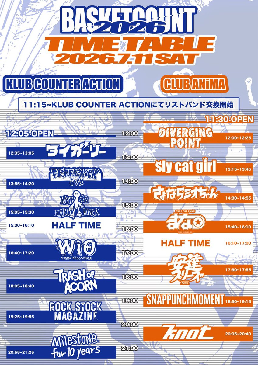 kcasapporo's tweet photo. まなつ(町田)
knot(名古屋)
Wiθ(鹿児島)
タイガーリー(大阪)
Trash of Acorn(大阪)
sly cat girl(大阪)
ROCK STOCK MAGAZINE(大阪)

-TICKET-
https://t.co/5DeHZaNBrO
KLUB COUNTER ACTION
札幌VyPass.
苫小牧ELLCUBE
岩見沢DIG

Milestone for 10 Years
FREE KICK
Hayato Punks
@hayatopunks https://t.co/F62muIZQFG