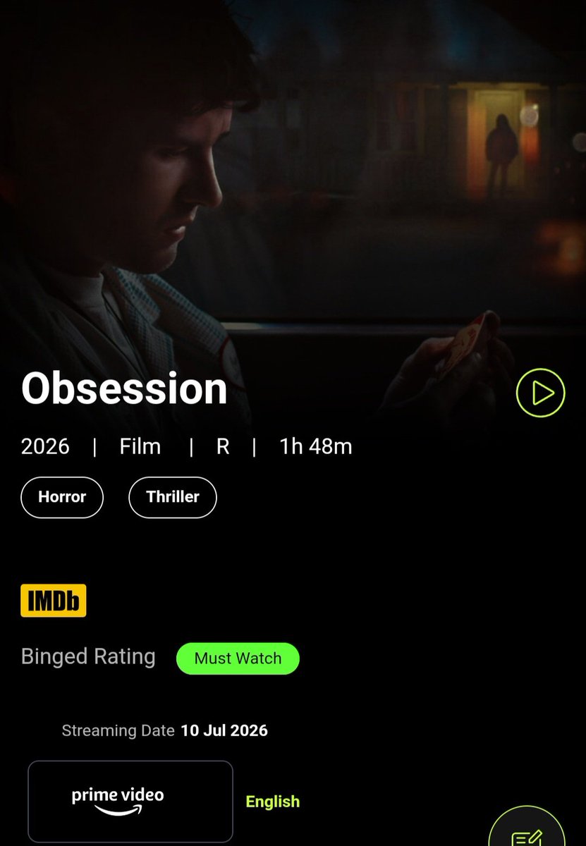 Binged_'s tweet photo. #StreamingAlert
#Obsession is now available to stream on @PrimeVideoIN via RENT
Binged's Rating: MUST-WATCH https://t.co/SIjA60sftO