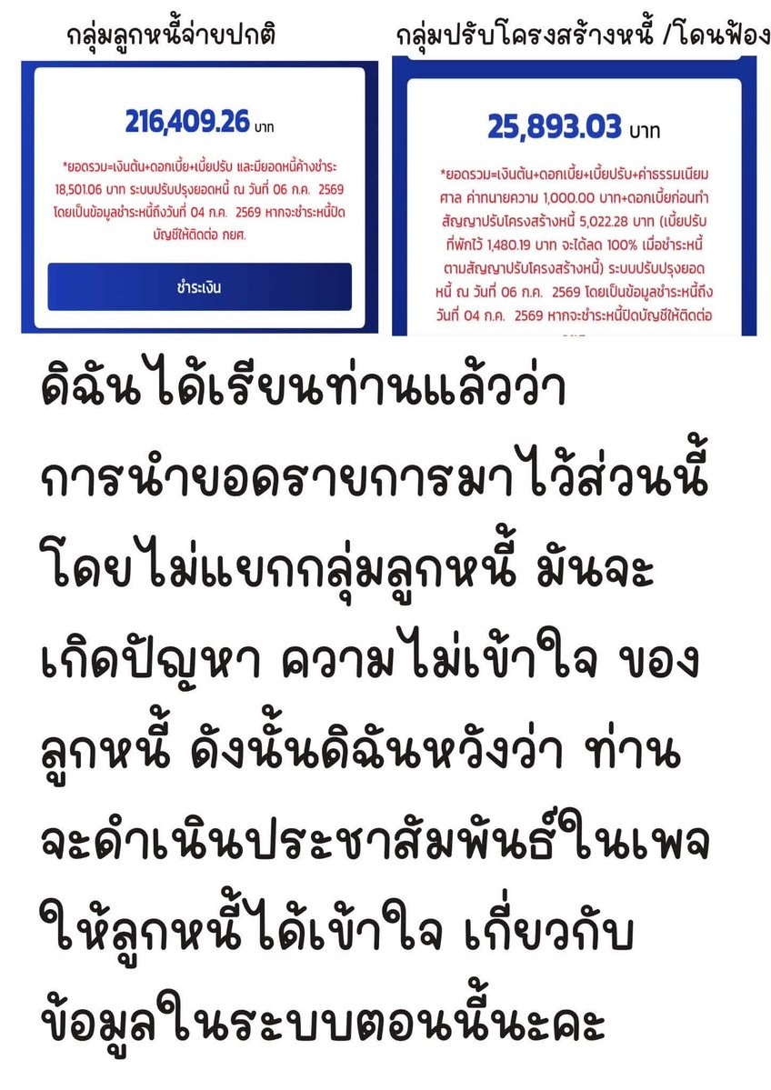 AVagggf's tweet photo. มีข้อมูลที่เป็นประโยชน์ สำหรับน้องที่เป็นลูกหนี้ปกติมาฝากค่ะ

ตัวเลขสีแดง ตรงรายละเอียดด้านล่าง น้องไม่ต้องจ่าย เพราะเป็นตัวเลขสะสมดอกเบี้ย ที่ กยศ. แค่แสดงให้ดูยอดหนี้ของน้อง ให้ดูที่สีน้ำเงินเท่านั้น

ส่วนการตัดชำระจะอัพเดต หลังจากต้องชำระเงิน 2-3 วัน นะคะ 
เช่นจ่าย วันที่ 5 ระบบ จะอัพเดตยอด วันที่ 7-8 ค่ะ

ฝากให้ กยศ. พิจารณาการปรับปรุงแอพ ก่อนจะใส่อะไรเพิ่มเติม ช่วยประชาสัมพันธ์การเปลี่ยนแปลงด้วย เพราะไม่ใช่ว่าทุกคนจะเข้าใจค่ะ

ขอขอบคุณข้อมูลจาก : FB รับออกแบบสกรีน โลโก้ ลายเสื้อ