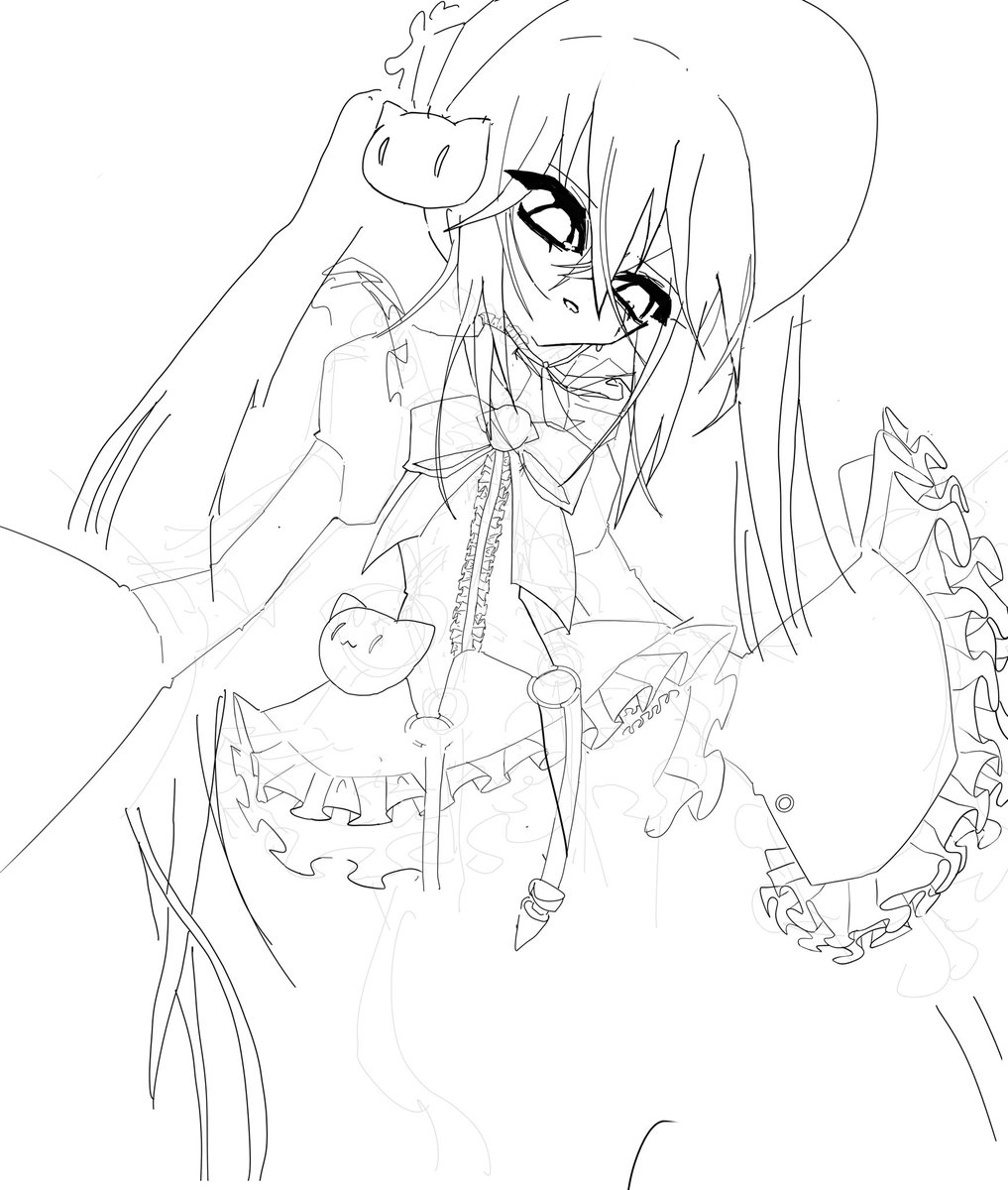 Terurutee's tweet photo. 線画　#イラスト https://t.co/4y8TYptzHd