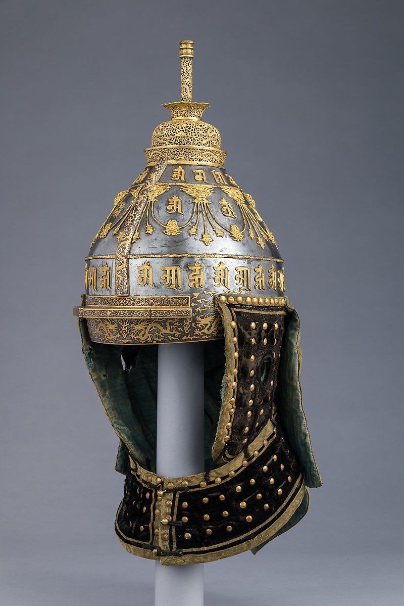 Yodhaa_warrior's tweet photo. The Manchus who invaded and ruled China had imperial crowns bearing inscriptions in Sanskrit and Indic scripts, indicating their reverence for these writing systems as sacred and divinely sanctioned.

Manchu Qing Dynasty Helmet embossed with the Sanskrit Mantra "Om mani padme hum" in Ranjana/Lantsa Script.