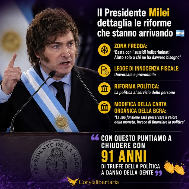 istMilei's tweet photo. Il presidente argentino, dopo le elezioni di mid-term, lo aveva detto: "Inizia una stagione di grande riformismo". 
https://t.co/Vek1AaWR5N https://t.co/FRtZy76LNz