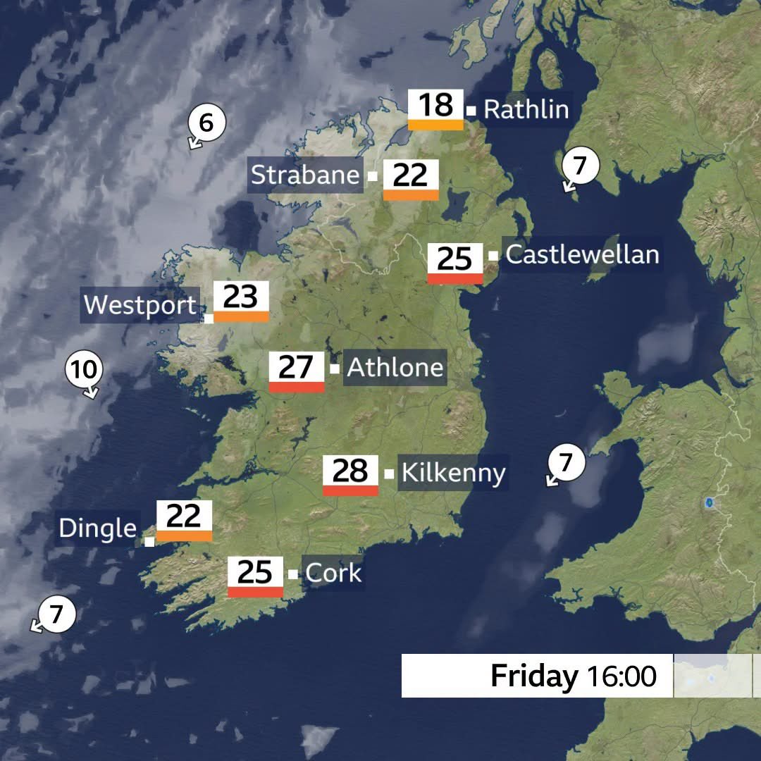 barrabest's tweet photo. And the heat goes on. Highest temperatures swing west from Sunday as a more easterly wind settles in, cooling the east coast as a result. https://t.co/9XJyGzgOVe
