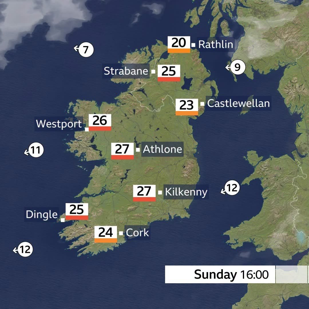 barrabest's tweet photo. And the heat goes on. Highest temperatures swing west from Sunday as a more easterly wind settles in, cooling the east coast as a result. https://t.co/9XJyGzgOVe